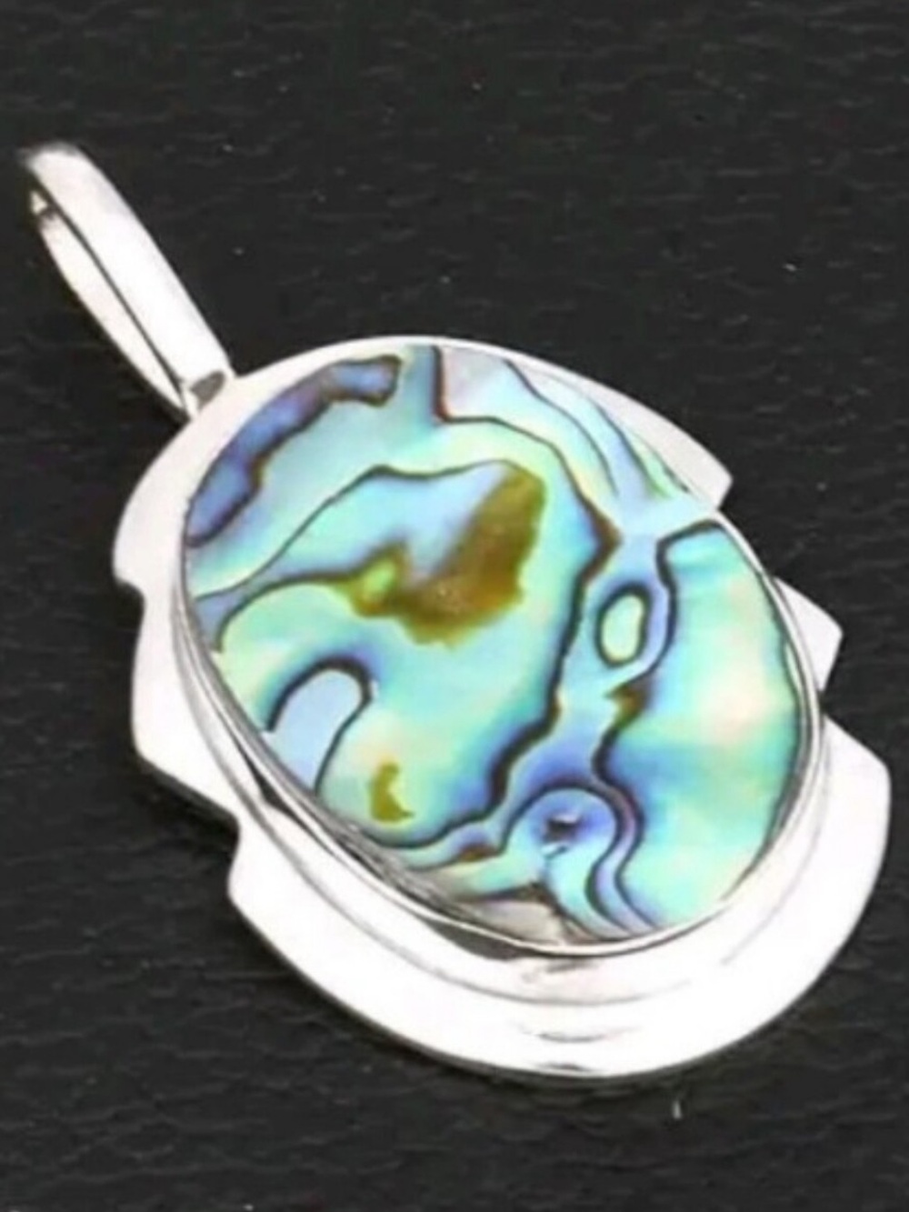 Abalone Shell Gemstone Jewelry  925 Sterling Silver Handmade Pendant Necklace